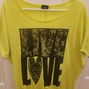 Neon safety yellow live love top